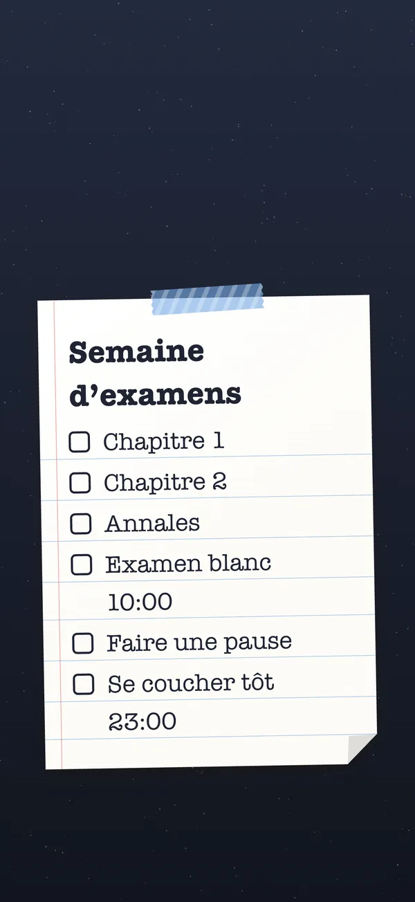 Révisions d’examen: Votre liste sur un post-it, en écran de verrouillage d’iPhone