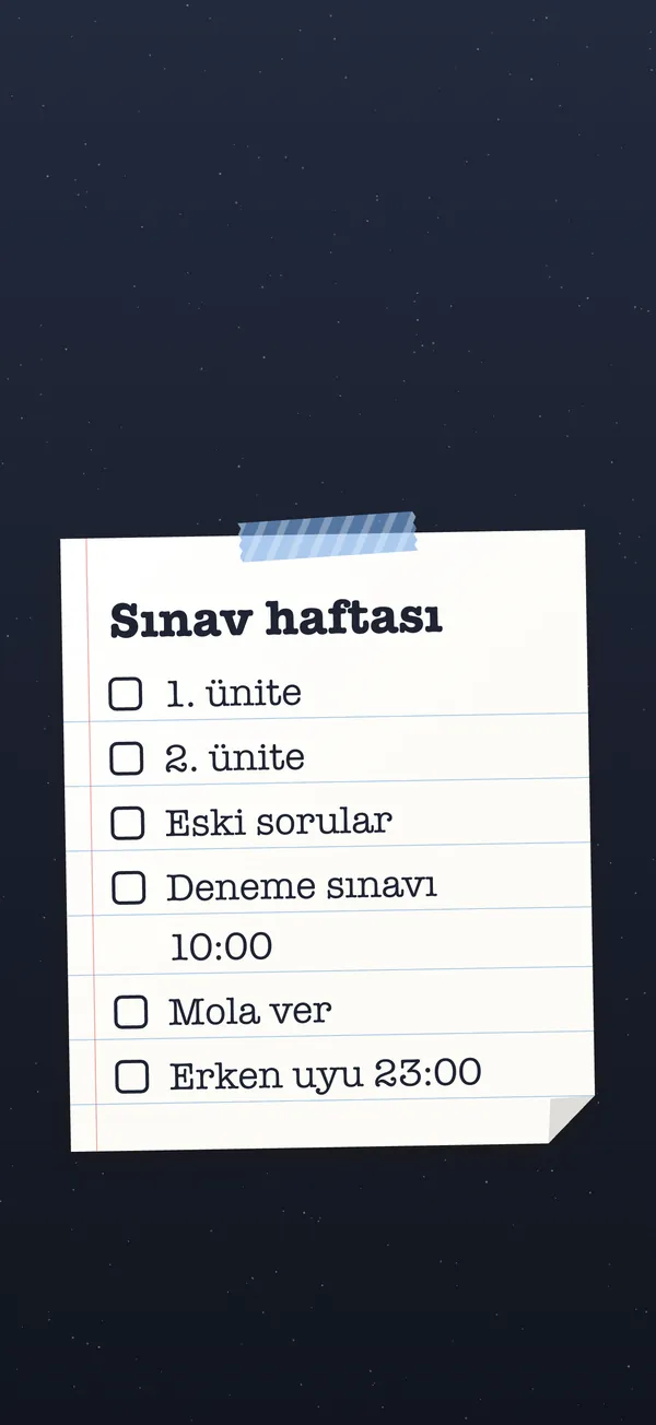 Sınav hazırlığı: Listen bir yapışkan notta, iPhone kilit ekranı olarak