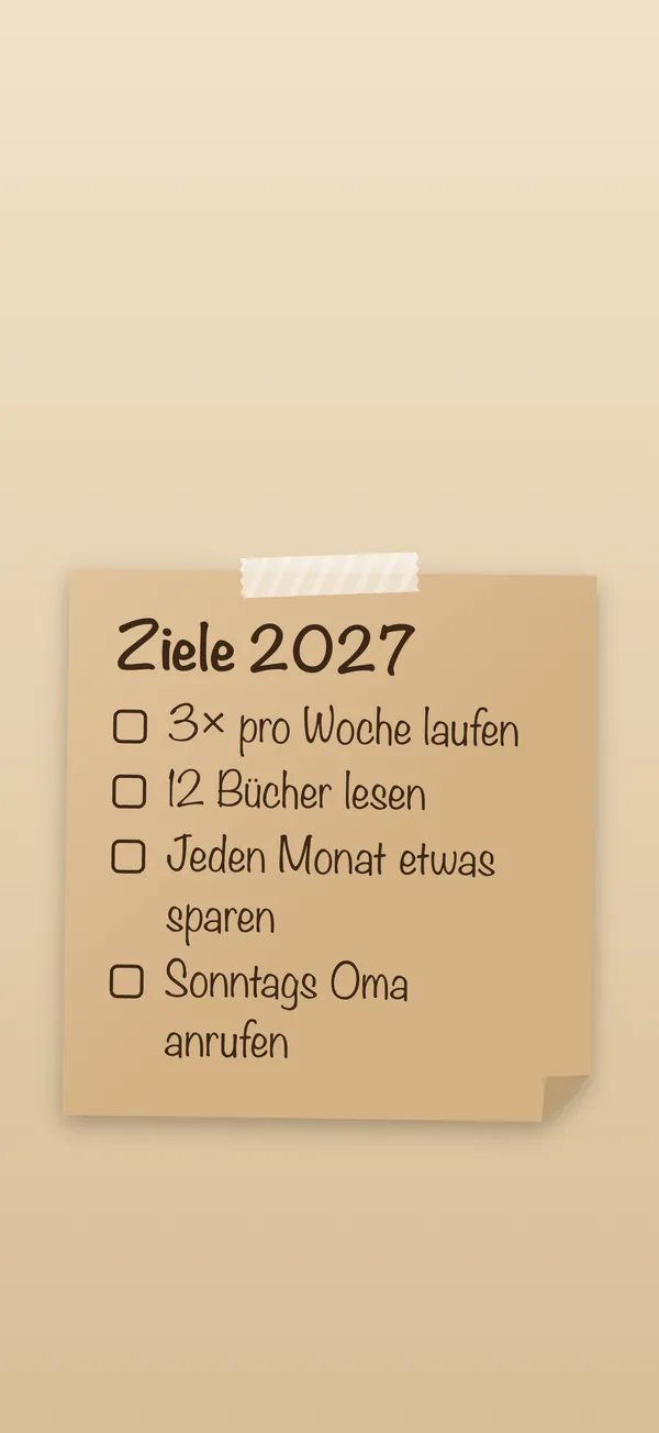 Neujahrsvorsätze: Deine Liste auf einer Haftnotiz als iPhone-Sperrbildschirm
