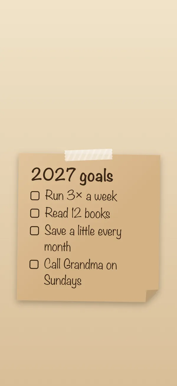 New Year goals: Your list on a sticky note, as an iPhone Lock Screen