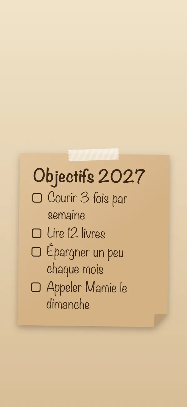 Bonnes résolutions: Votre liste sur un post-it, en écran de verrouillage d’iPhone