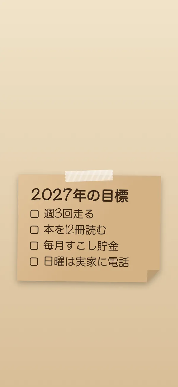 新年の目標: 付箋に書いたリストをiPhoneのロック画面にしたところ