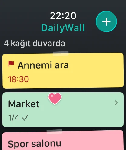 Apple Watch’ta DailyWall, günün notları
